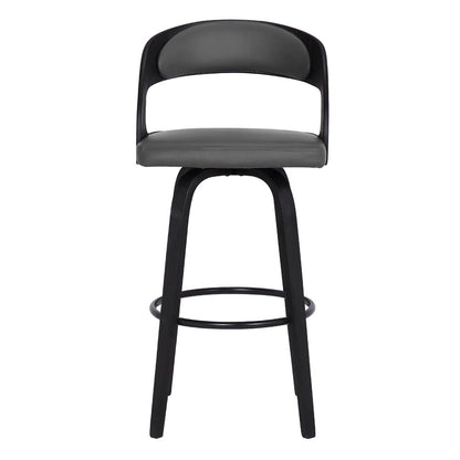 Armen Living - Shelly 26in Counter Height Swivel Grey Faux Leather and Black Wood Bar Stool - LCSHBAGRBL26 veiw 2