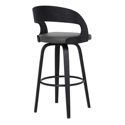 Armen Living - Shelly 26in Counter Height Swivel Grey Faux Leather and Black Wood Bar Stool - LCSHBAGRBL26 veiw 4