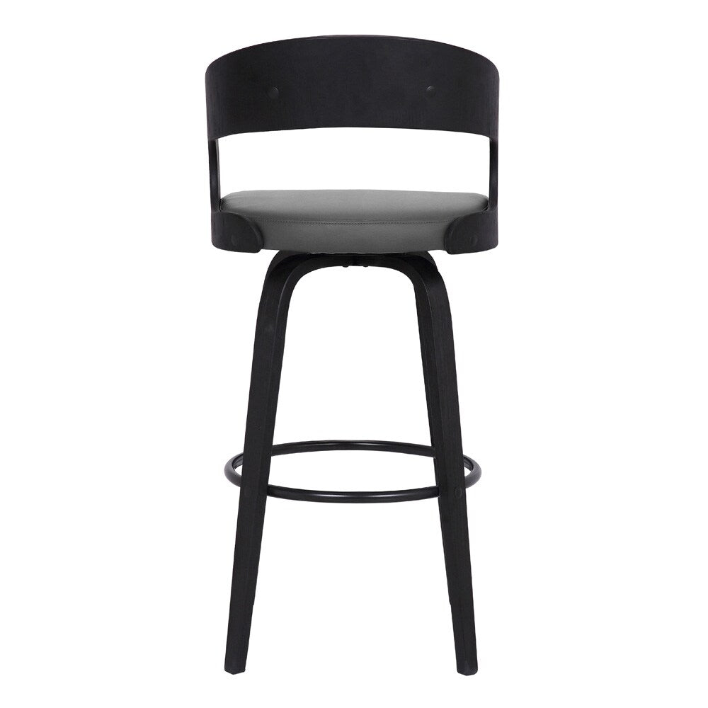 Armen Living - Shelly 26in Counter Height Swivel Grey Faux Leather and Black Wood Bar Stool - LCSHBAGRBL26 veiw 5