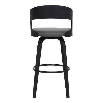 Armen Living - Shelly 26in Counter Height Swivel Grey Faux Leather and Black Wood Bar Stool - LCSHBAGRBL26 veiw 5