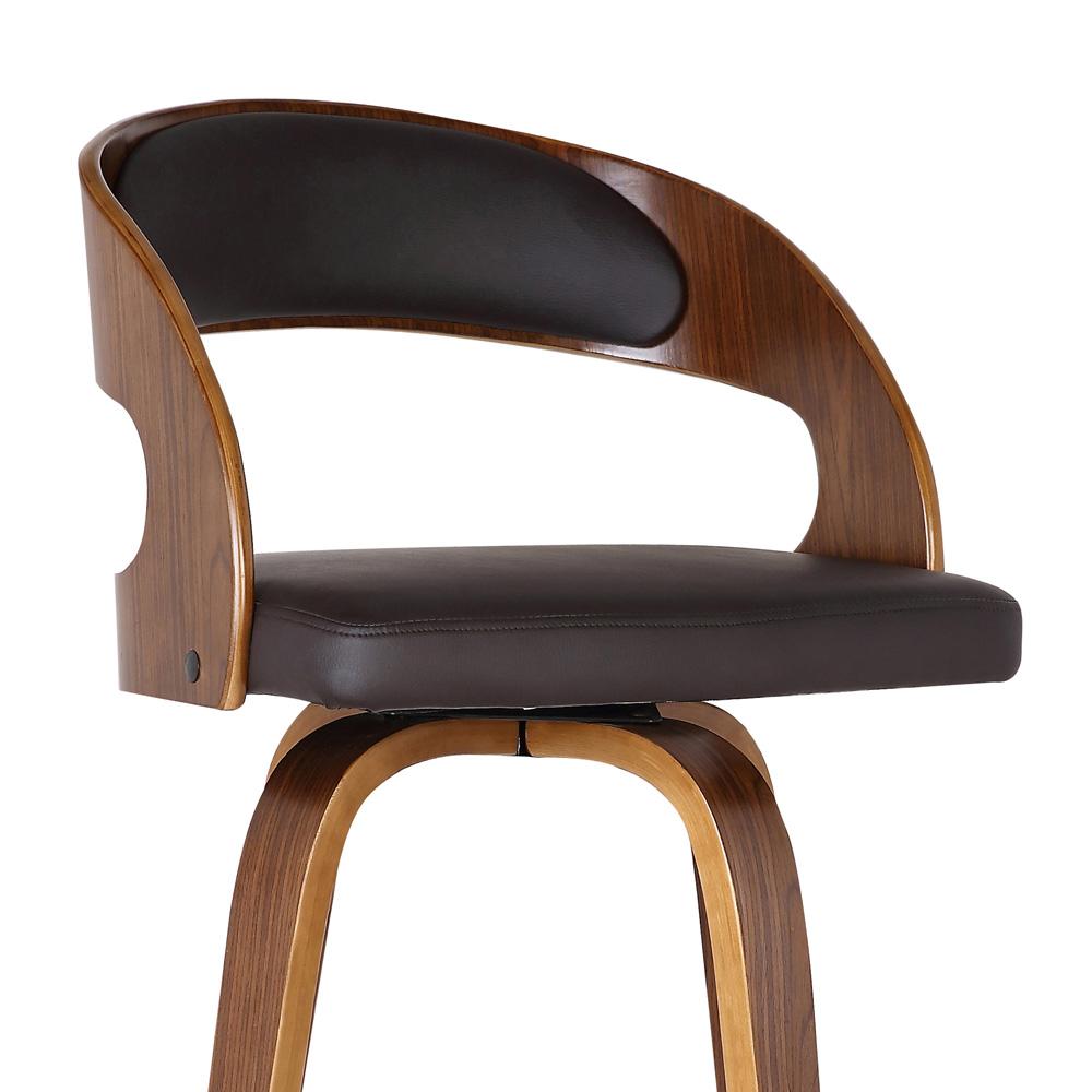 Armen Living - Shelly 30in Bar Height Swivel Brown Faux Leather and Walnut Wood Bar Stool - LCSHBABRWA30 veiw 5