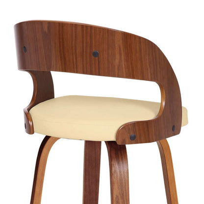 Armen Living - Shelly 30in Bar Height Swivel Cream Faux Leather and Walnut Wood Bar Stool - LCSHBACRWA30 veiw 7