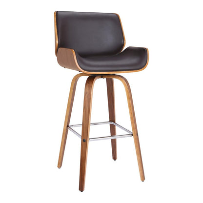 Armen Living - Tyler 26in Counter Height Swivel Brown Faux Leather and Walnut Wood Bar Stool - LCTYBABRWA26 veiw 1