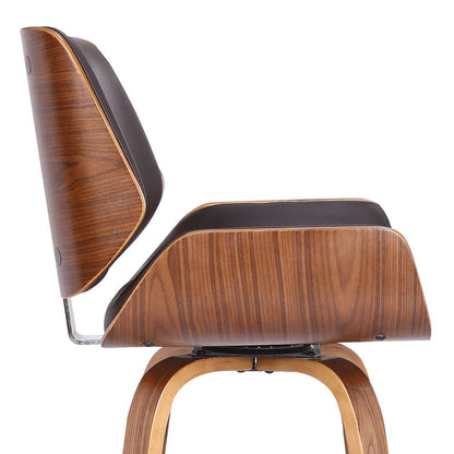 Armen Living - Tyler 26in Counter Height Swivel Brown Faux Leather and Walnut Wood Bar Stool - LCTYBABRWA26 veiw 6