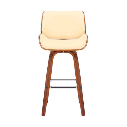 Armen Living - Tyler 26in Counter Height Swivel Cream Faux Leather and Walnut Wood Bar Stool - LCTYBACRWA26 veiw 2