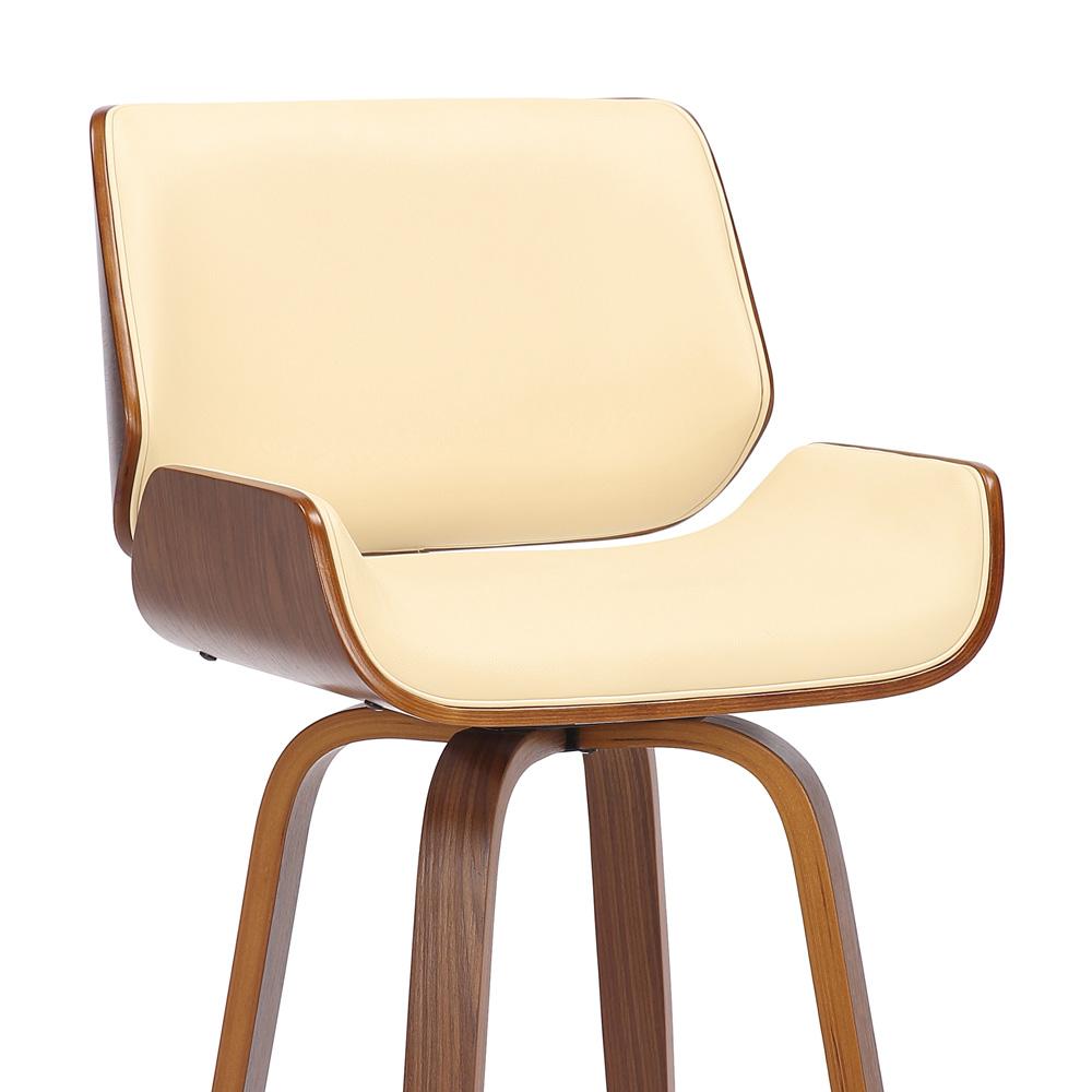 Armen Living - Tyler 26in Counter Height Swivel Cream Faux Leather and Walnut Wood Bar Stool - LCTYBACRWA26 veiw 6