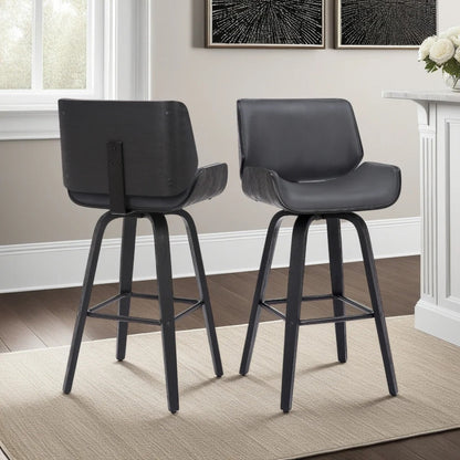 Armen Living - Tyler 26in Counter Height Swivel Grey Faux Leather and Black Wood Bar Stool - LCTYBAGRBL26 view 10