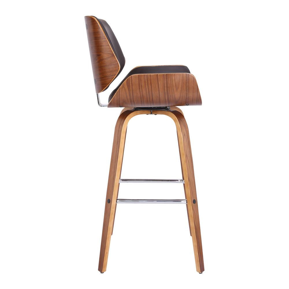 Armen Living - Tyler 30in Bar Height Swivel Brown Faux Leather and Walnut Wood Bar Stool - LCTYBABRWA30 veiw 3