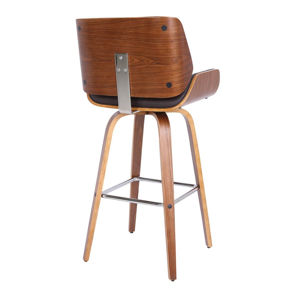 Armen Living - Tyler 30in Bar Height Swivel Brown Faux Leather and Walnut Wood Bar Stool - LCTYBABRWA30 veiw 4