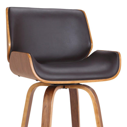 Armen Living - Tyler 30in Bar Height Swivel Brown Faux Leather and Walnut Wood Bar Stool - LCTYBABRWA30 veiw 5