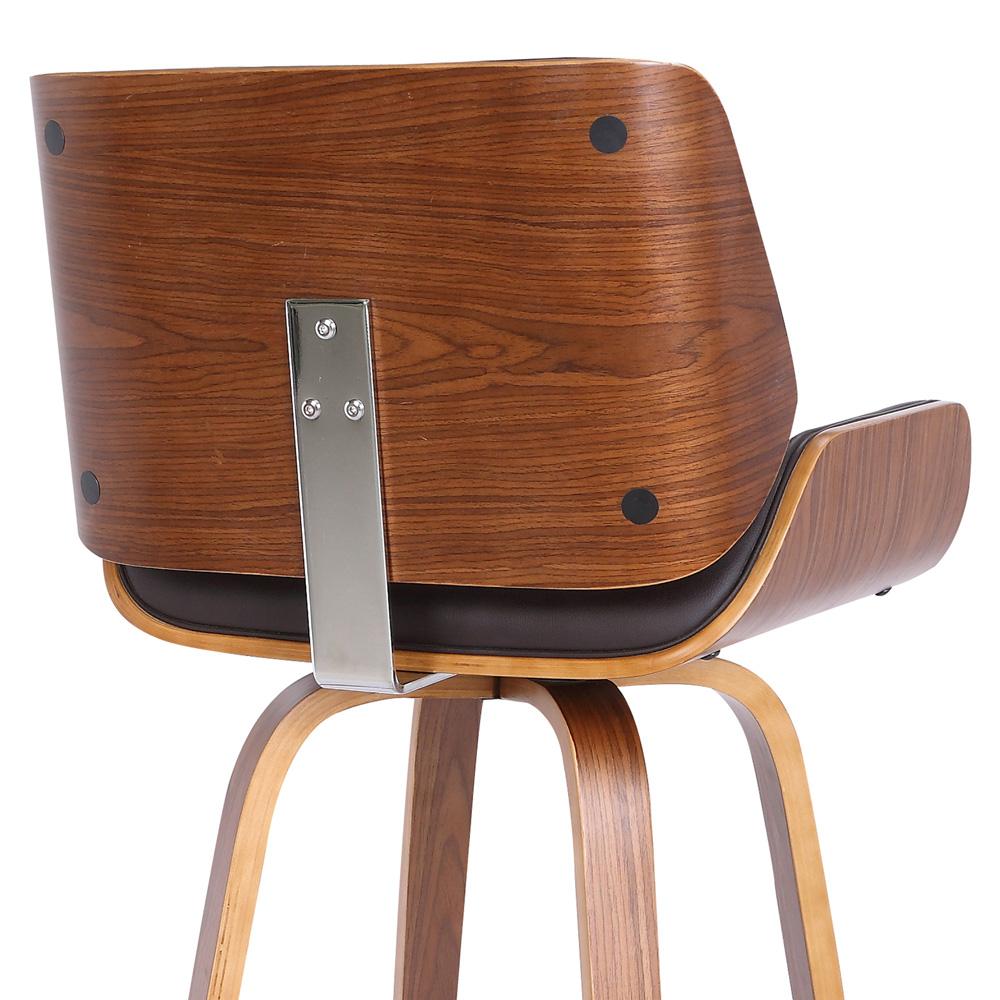 Armen Living - Tyler 30in Bar Height Swivel Brown Faux Leather and Walnut Wood Bar Stool - LCTYBABRWA30 veiw 7