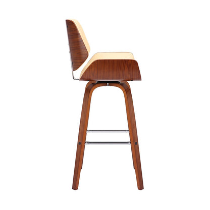 Armen Living - Tyler 30in Bar Height Swivel Cream Faux Leather and Walnut Wood Bar Stool - LCTYBACRWA30 veiw 3
