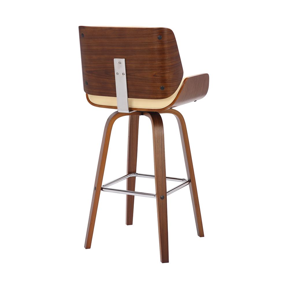Armen Living - Tyler 30in Bar Height Swivel Cream Faux Leather and Walnut Wood Bar Stool - LCTYBACRWA30 veiw 4