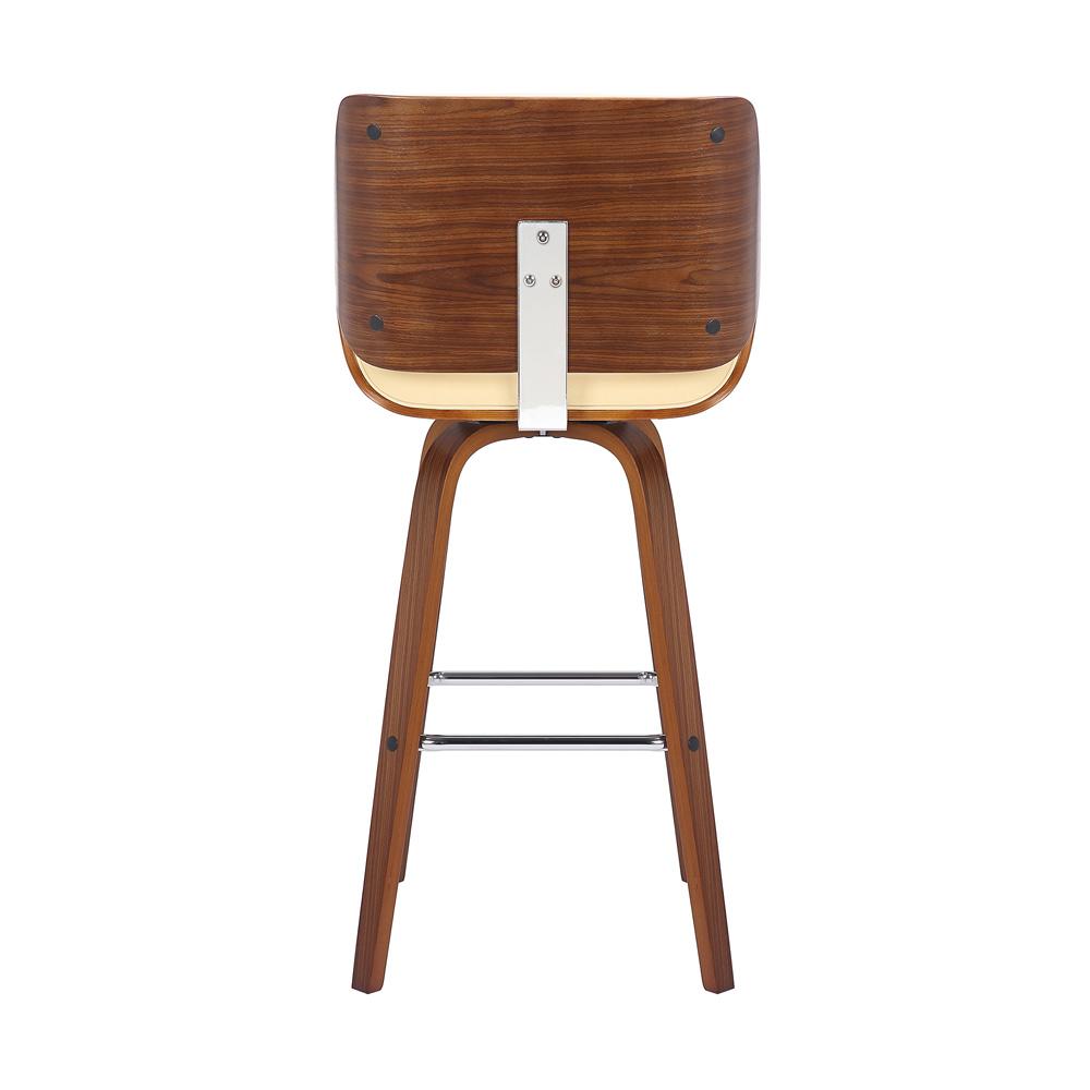 Armen Living - Tyler 30in Bar Height Swivel Cream Faux Leather and Walnut Wood Bar Stool - LCTYBACRWA30 veiw 5