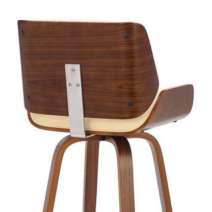 Armen Living - Tyler 30in Bar Height Swivel Cream Faux Leather and Walnut Wood Bar Stool - LCTYBACRWA30 veiw 7