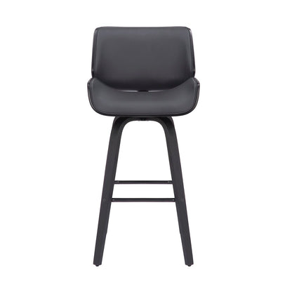 Armen Living - Tyler 30in Bar Height Swivel Grey Faux Leather and Black Wood Bar Stool - LCTYBAGRBL30 veiw 2