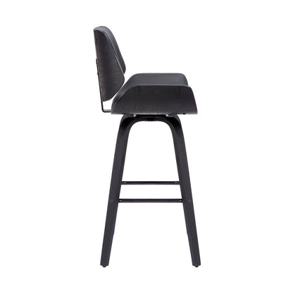Armen Living - Tyler 30in Bar Height Swivel Grey Faux Leather and Black Wood Bar Stool - LCTYBAGRBL30 veiw 3