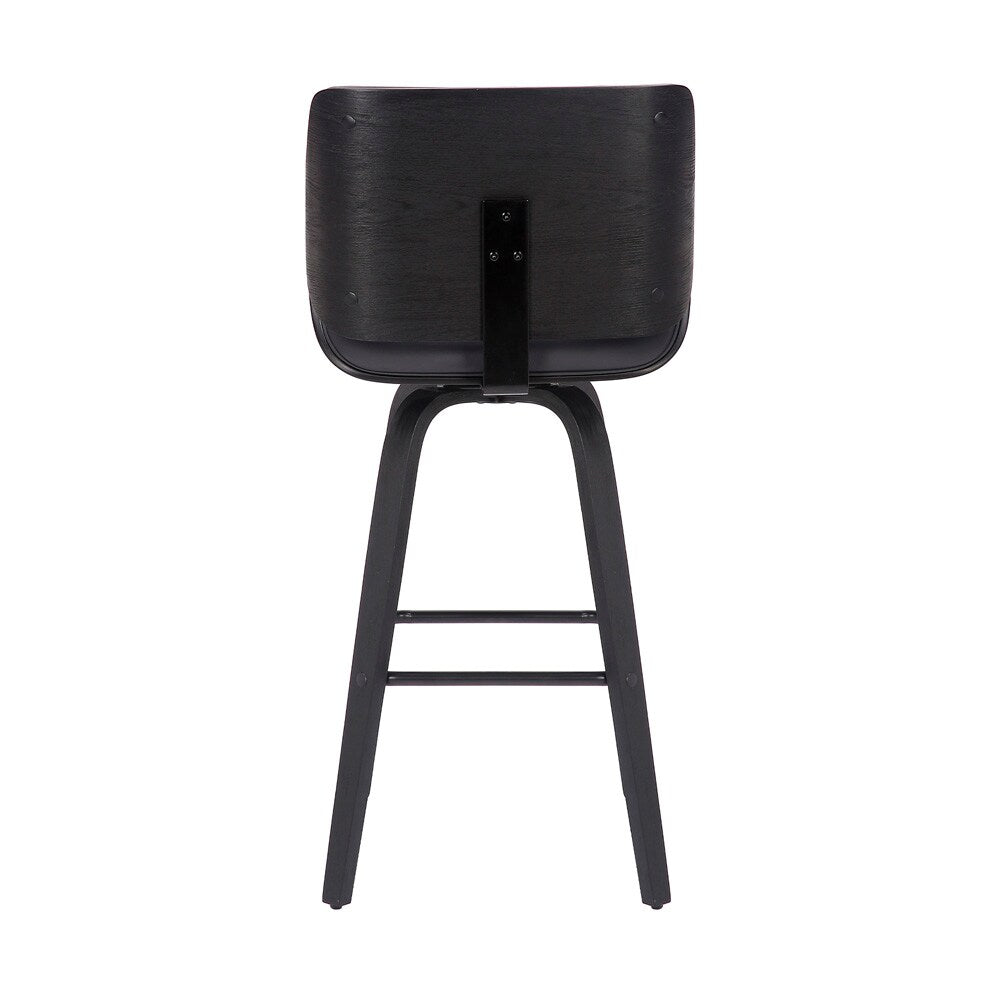 Armen Living - Tyler 30in Bar Height Swivel Grey Faux Leather and Black Wood Bar Stool - LCTYBAGRBL30 veiw 5