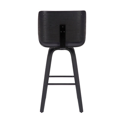 Armen Living - Tyler 30in Bar Height Swivel Grey Faux Leather and Black Wood Bar Stool - LCTYBAGRBL30 veiw 5