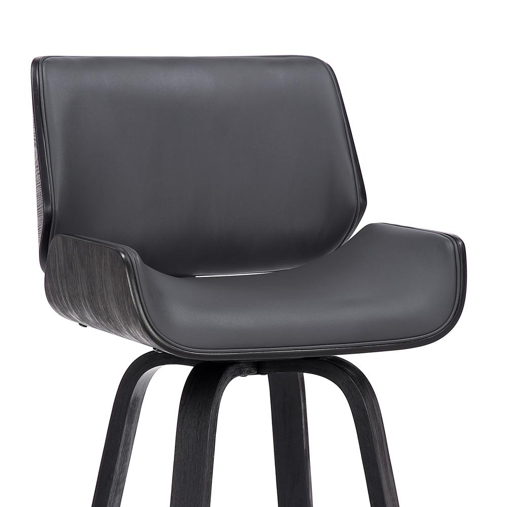 Armen Living - Tyler 30in Bar Height Swivel Grey Faux Leather and Black Wood Bar Stool - LCTYBAGRBL30 veiw 6