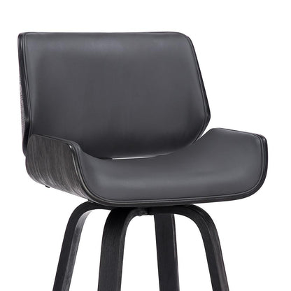 Armen Living - Tyler 30in Bar Height Swivel Grey Faux Leather and Black Wood Bar Stool - LCTYBAGRBL30 veiw 6
