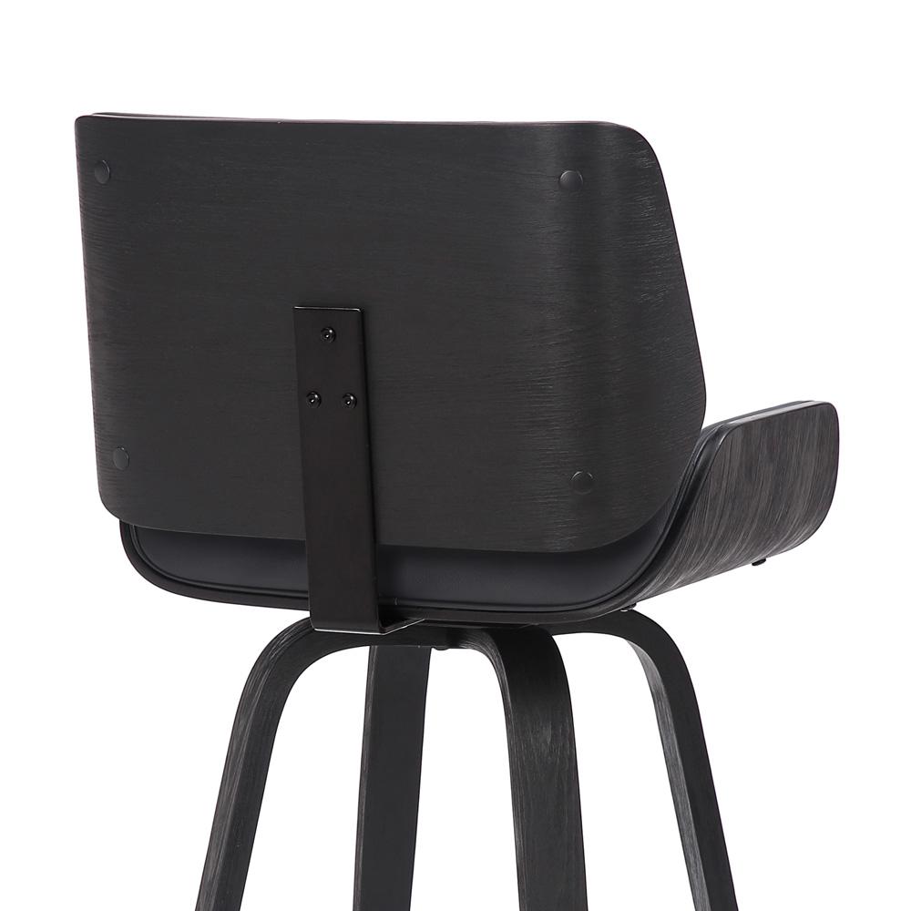 Armen Living - Tyler 30in Bar Height Swivel Grey Faux Leather and Black Wood Bar Stool - LCTYBAGRBL30 veiw 7