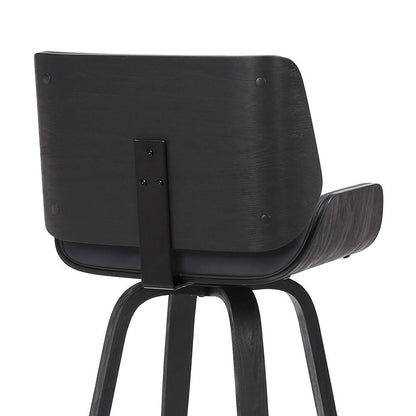 Armen Living - Tyler 30in Bar Height Swivel Grey Faux Leather and Black Wood Bar Stool - LCTYBAGRBL30 veiw 7