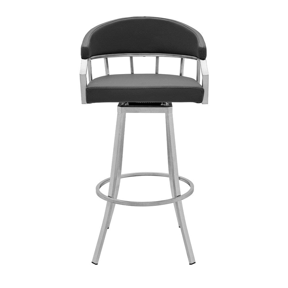 Armen Living - Valerie 26in Counter Height Swivel Modern Faux Leather Bar and Counter Stool in Brushed Stainless Steel Finish - LCVLBABSSG26 veiw 2