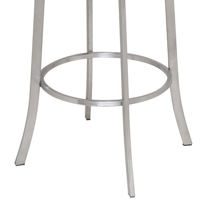 Armen Living - Viper 26in Counter Height Swivel Grey Faux Leather and Brushed Stainless Steel Bar Stool - LCVI26BAGR veiw 5