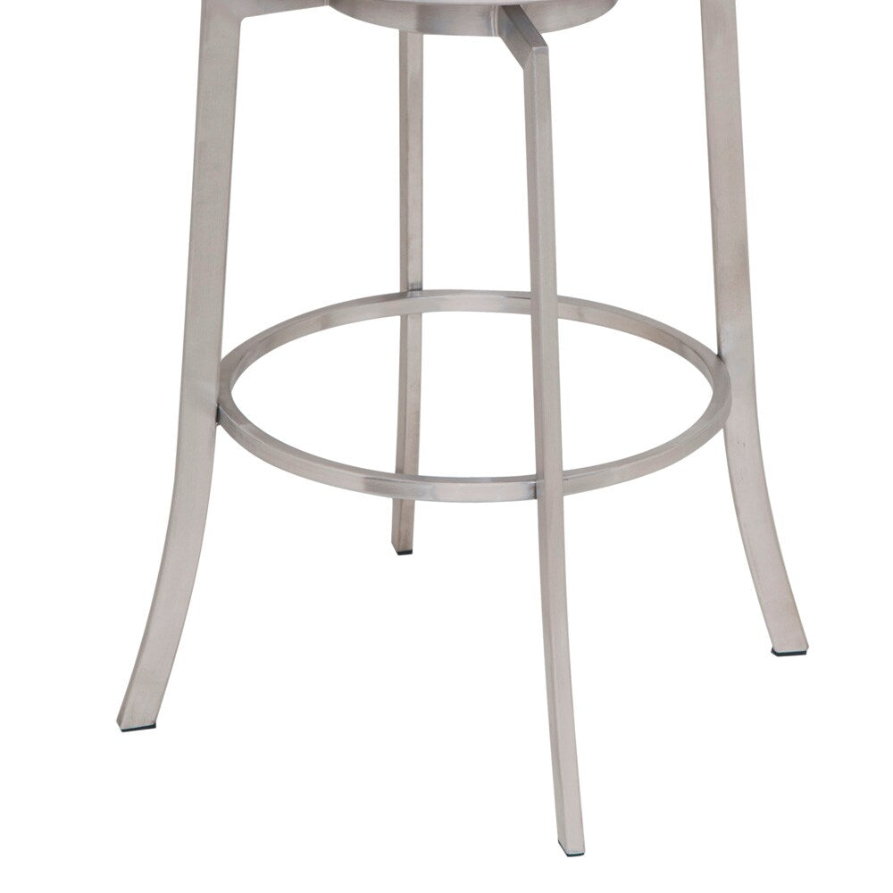 Armen Living - Viper 26in Counter Height Swivel White Faux Leather and Brushed Stainless Steel Bar Stool - LCVI26BAWH veiw 3