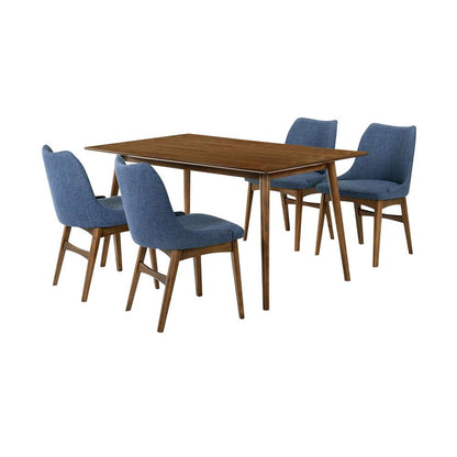 Armen Living - Westmont and Azalea Blue and Walnut Wood 5 Piece Dining Set - SETWEDI5AZWABLU veiw 1