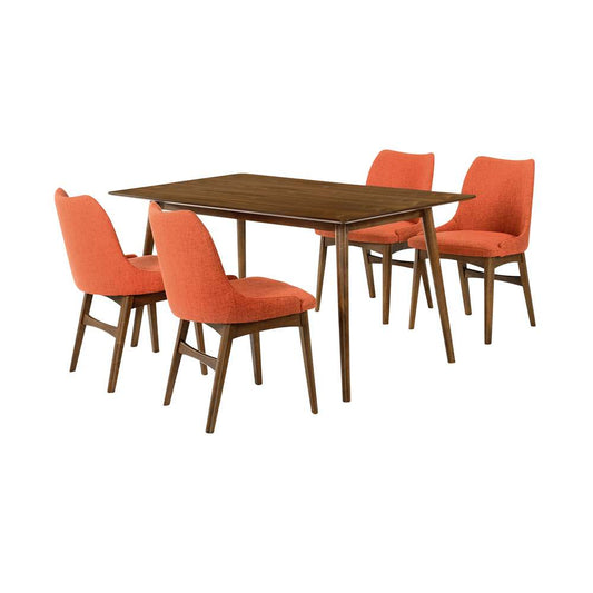 Armen Living - Westmont and Azalea Orange and Walnut 5 Piece Dining Set - SETWEDI5AZWAOR veiw 1