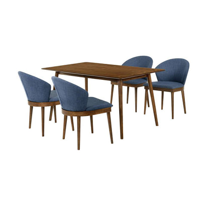 Armen Living - Westmont and Juno Blue and Walnut 5 Piece Dining Set - SETWEDI5JNWABLU veiw 1