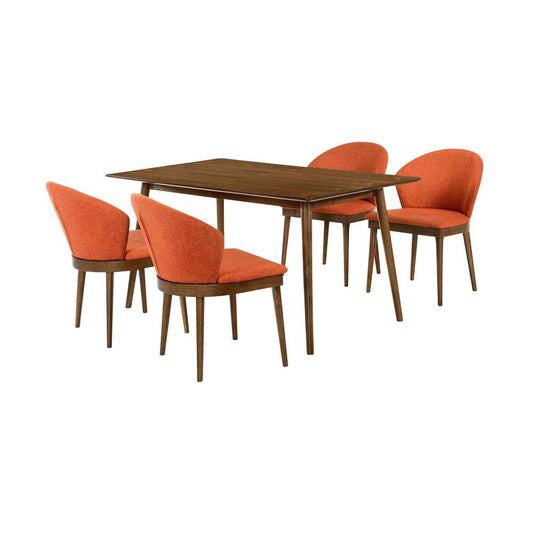 Armen Living - Westmont and Juno Orange and Walnut 5 Piece Dining Set - SETWEDI5JNWAOR veiw 1