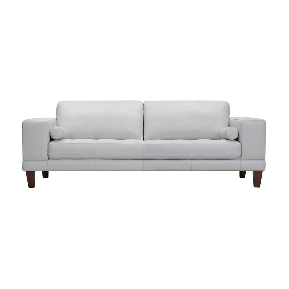 Armen Living - Wynne Contemporary Sofa in Genuine Dove Gray Leather with Brown Wood Legs - LCWY3DV veiw 1