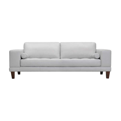 Armen Living - Wynne Contemporary Sofa in Genuine Dove Gray Leather with Brown Wood Legs - LCWY3DV veiw 1