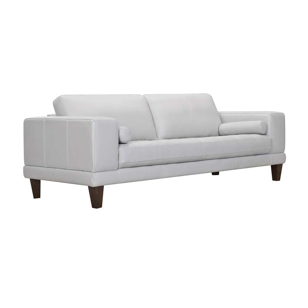 Armen Living - Wynne Contemporary Sofa in Genuine Dove Gray Leather with Brown Wood Legs - LCWY3DV veiw 2