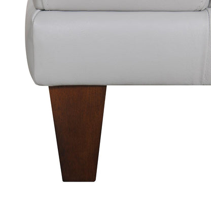 Armen Living - Wynne Contemporary Sofa in Genuine Dove Gray Leather with Brown Wood Legs - LCWY3DV veiw 7