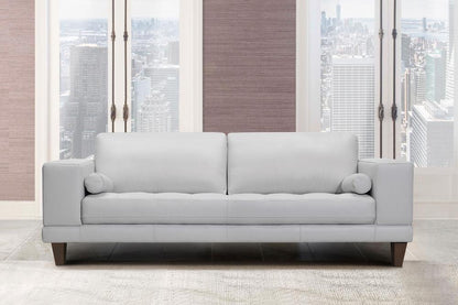 Armen Living - Wynne Contemporary Sofa in Genuine Dove Gray Leather with Brown Wood Legs - LCWY3DV veiw 8