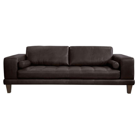 Armen Living - Wynne Contemporary Sofa in Genuine Espresso Leather with Brown Wood Legs - LCWY3BROWN veiw 1