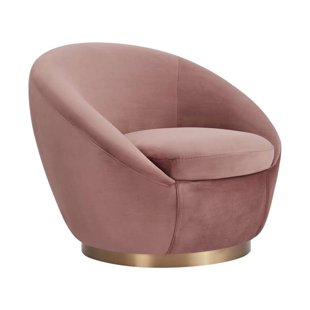 Armen Living - Yves Blush Velvet Swivel Accent Chair with Gold Base - LCYVCHBLUSH veiw 1