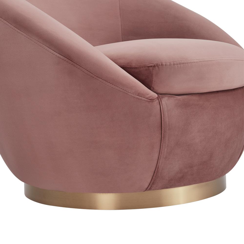 Armen Living - Yves Blush Velvet Swivel Accent Chair with Gold Base - LCYVCHBLUSH veiw 6