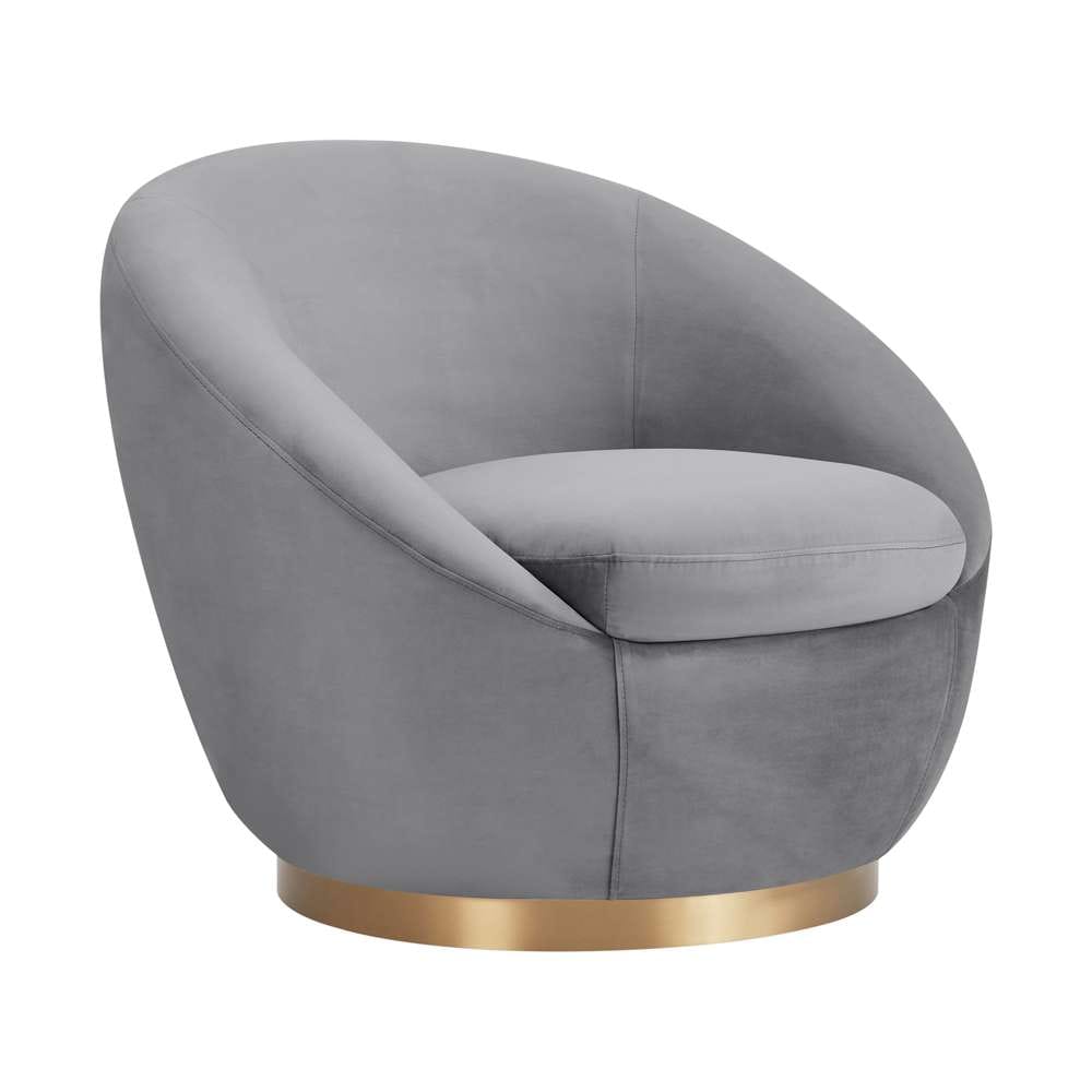 Armen Living - Yves Gray Velvet Swivel Accent Chair with Gold Base - LCYVCHGREY veiw 1