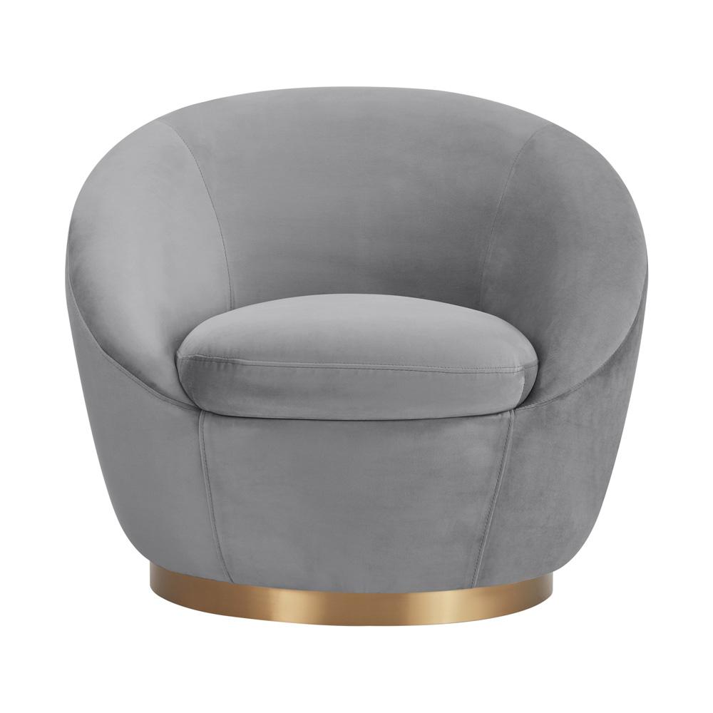 Armen Living - Yves Gray Velvet Swivel Accent Chair with Gold Base - LCYVCHGREY veiw 2