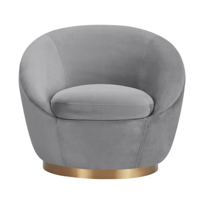 Armen Living - Yves Gray Velvet Swivel Accent Chair with Gold Base - LCYVCHGREY veiw 2