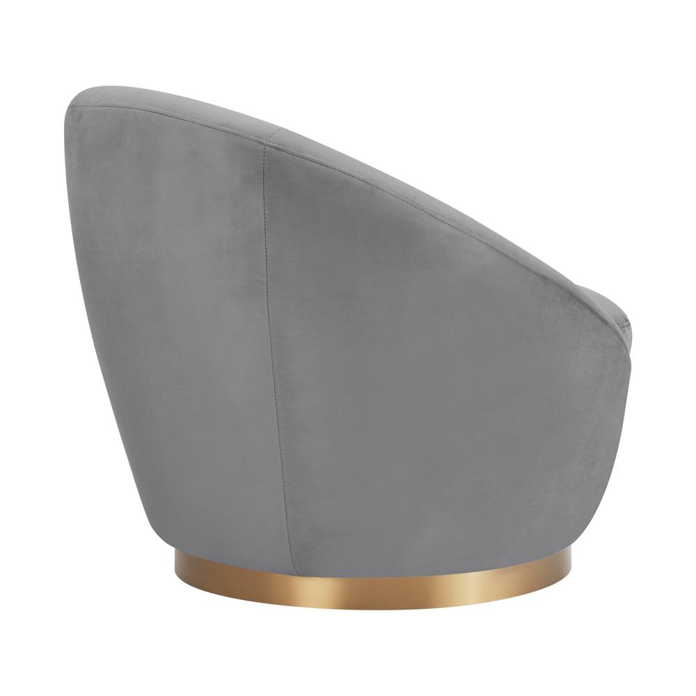 Armen Living - Yves Gray Velvet Swivel Accent Chair with Gold Base - LCYVCHGREY veiw 3