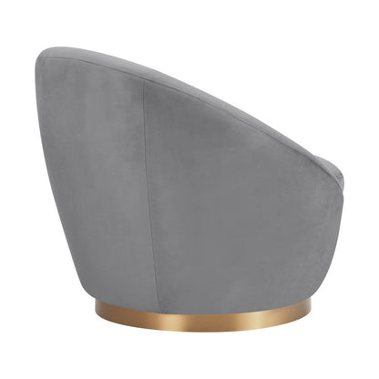 Armen Living - Yves Gray Velvet Swivel Accent Chair with Gold Base - LCYVCHGREY veiw 3