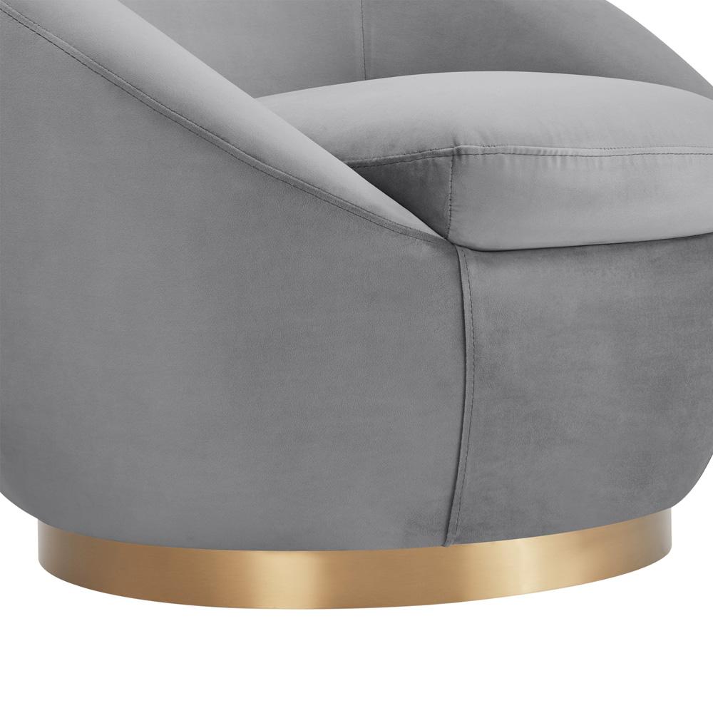 Armen Living - Yves Gray Velvet Swivel Accent Chair with Gold Base - LCYVCHGREY veiw 6
