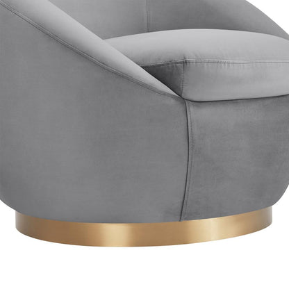 Armen Living - Yves Gray Velvet Swivel Accent Chair with Gold Base - LCYVCHGREY veiw 6