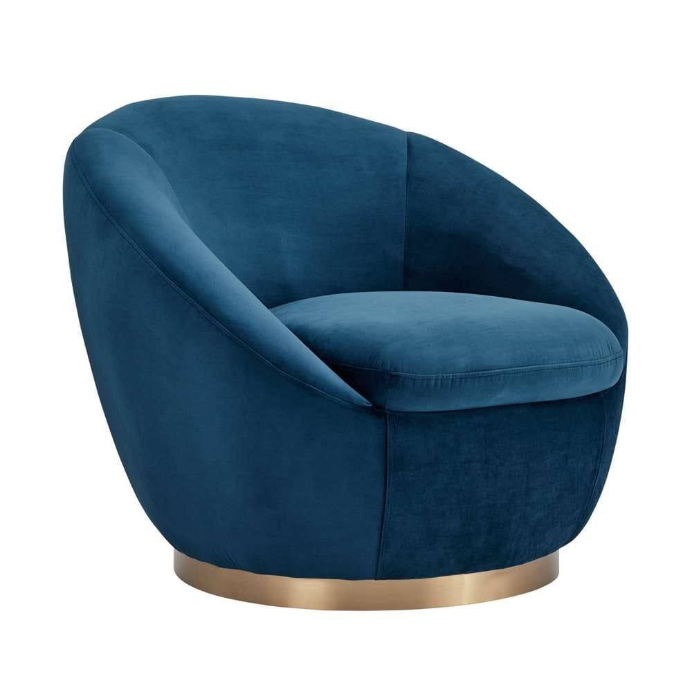 Armen Living - Yves Navy Velvet Swivel Accent Chair with Gold Base - LCYVCHNAVY veiw 1